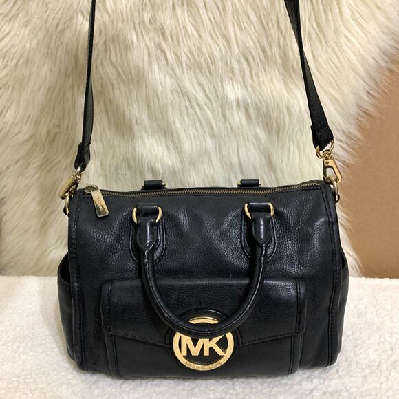 MICHAEL KORS Vintage Pebbled Black Leather Medium MARGO Zip Top Satchel - Picture 2 of 16